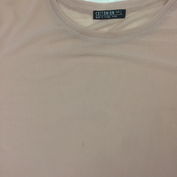 Cotton On Sheer Light Pink/Coral Mesh Boxy T-Shirt - Picture 2 of 7